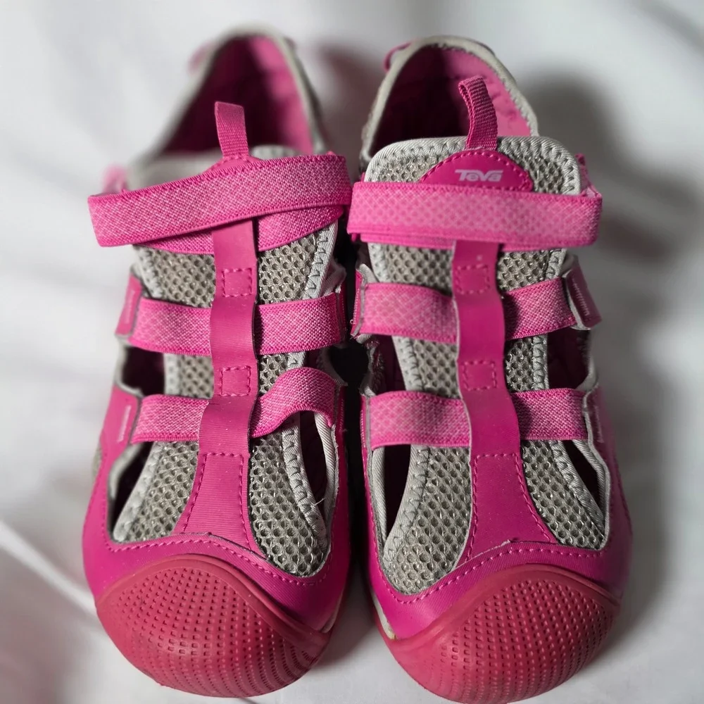 Teva Kids Pink Gray Sport Sandals Water Shoes Hook and Loop Big Kid‎ Size 7
